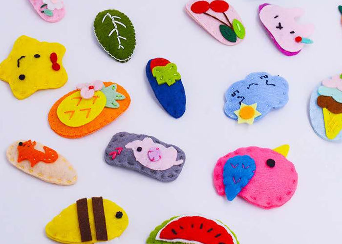 Cute Felt Fabric Crafts Cartoon Animals Fruit Pattern Hairpin Eco Friendly